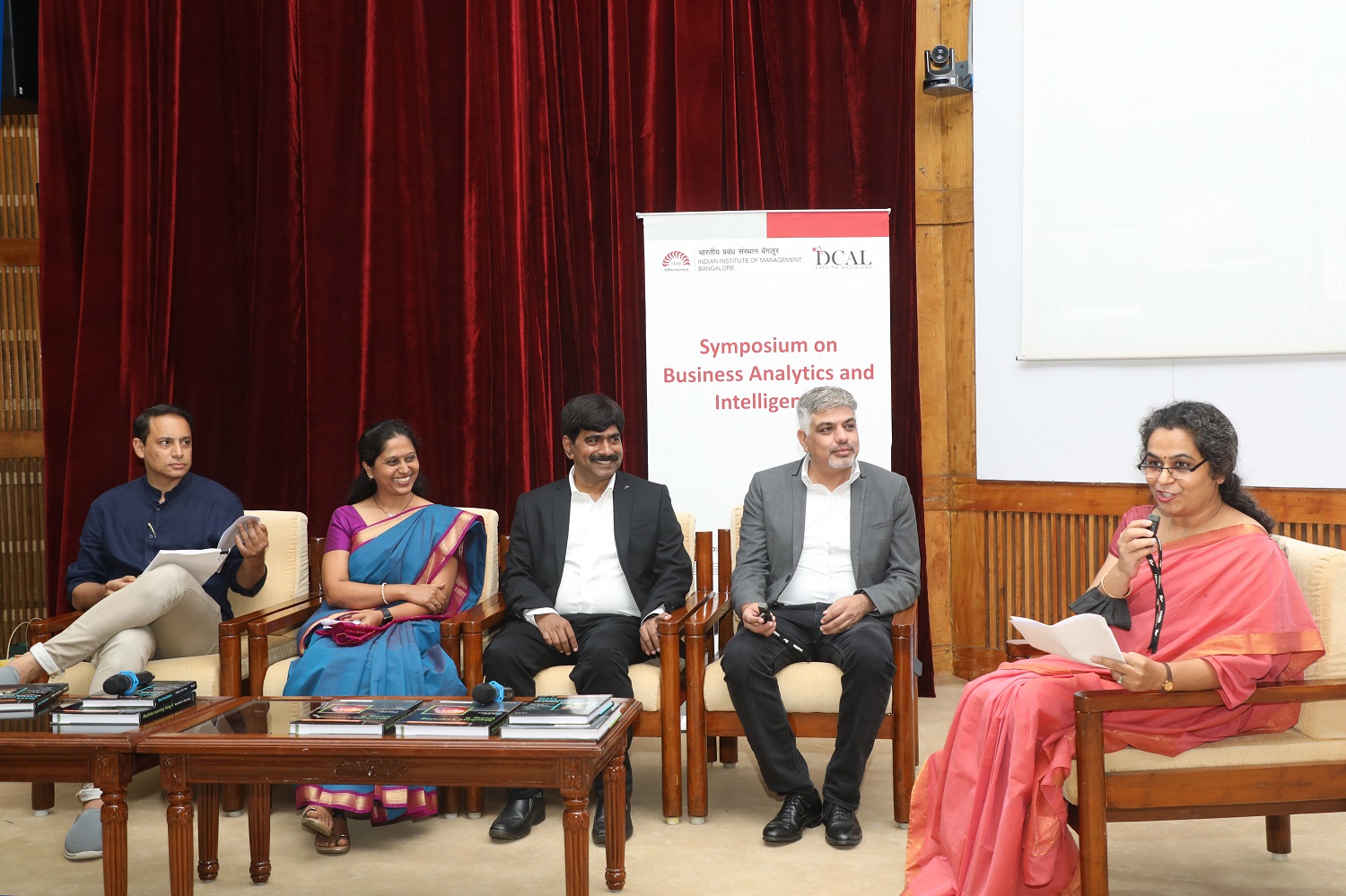 Shailaja Grover, Consultant, Decision Sciences and Information Systems, IIMB, moderated the panel discussion on 'Data Storytelling' at the release. (L-R) Ameen Haque, Sharada Sringeswara, Prof. U Dinesh Kumar; Ashish Grover and Shailaja Grover