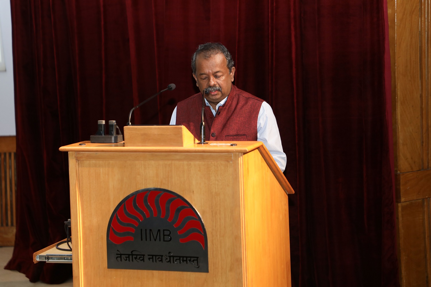 Dr. Gopal Naik, Senior Fellow, Chairperson and Jal Jeevan Mission Chair Professor at the Centre for Public Policy, IIM Bangalore, delivers the welcome address at the 5th lecture of the CPP Foundation Day Lecture Series, hosted by the Centre for Public Policy at IIM Bangalore, on 10th July 2023.
