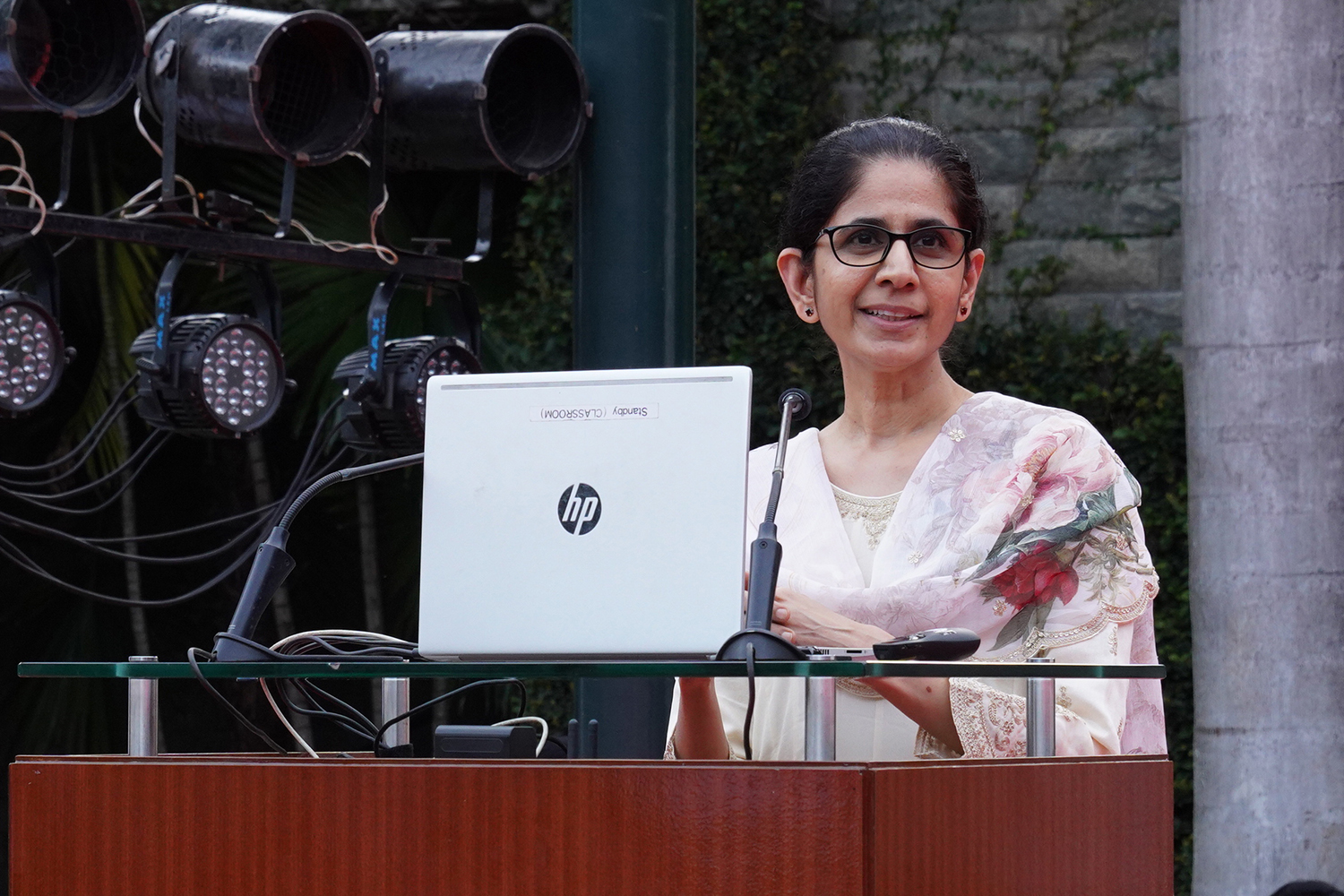 Prof. Mukta Kulkarni, Dean, Programmes, Chairperson, Office of International Affairs, and faculty of the Organizational Behavior & Human Resources Management area, advises the new students to focus on quality instead of quantity, during the inauguration.