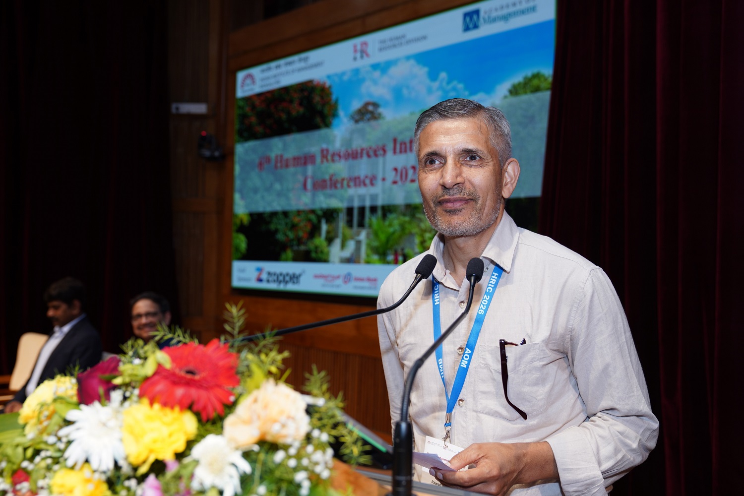 Conference Co-convener Prof. Pawan Budhwar, Aston University, UK, urges participants to implement their takeaways from HRIC 2026, during his address at the closing session, on 11th April 2026.