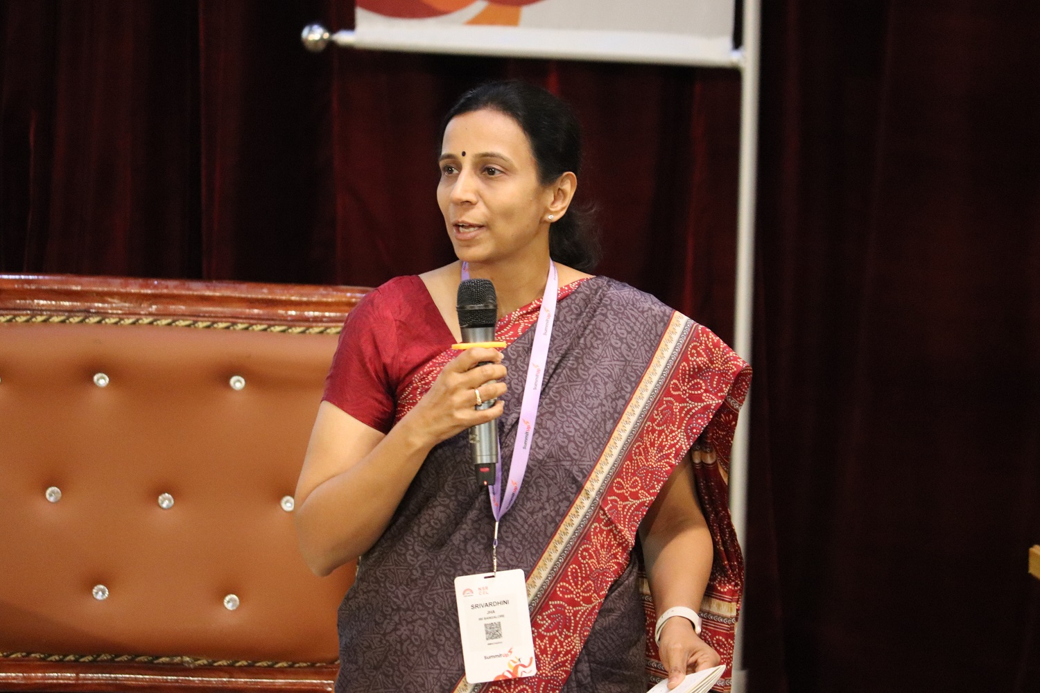 Prof. Srivardhini K Jha, Chairperson, NSRCEL, IIMB, speaks at the day 2 of the conference.