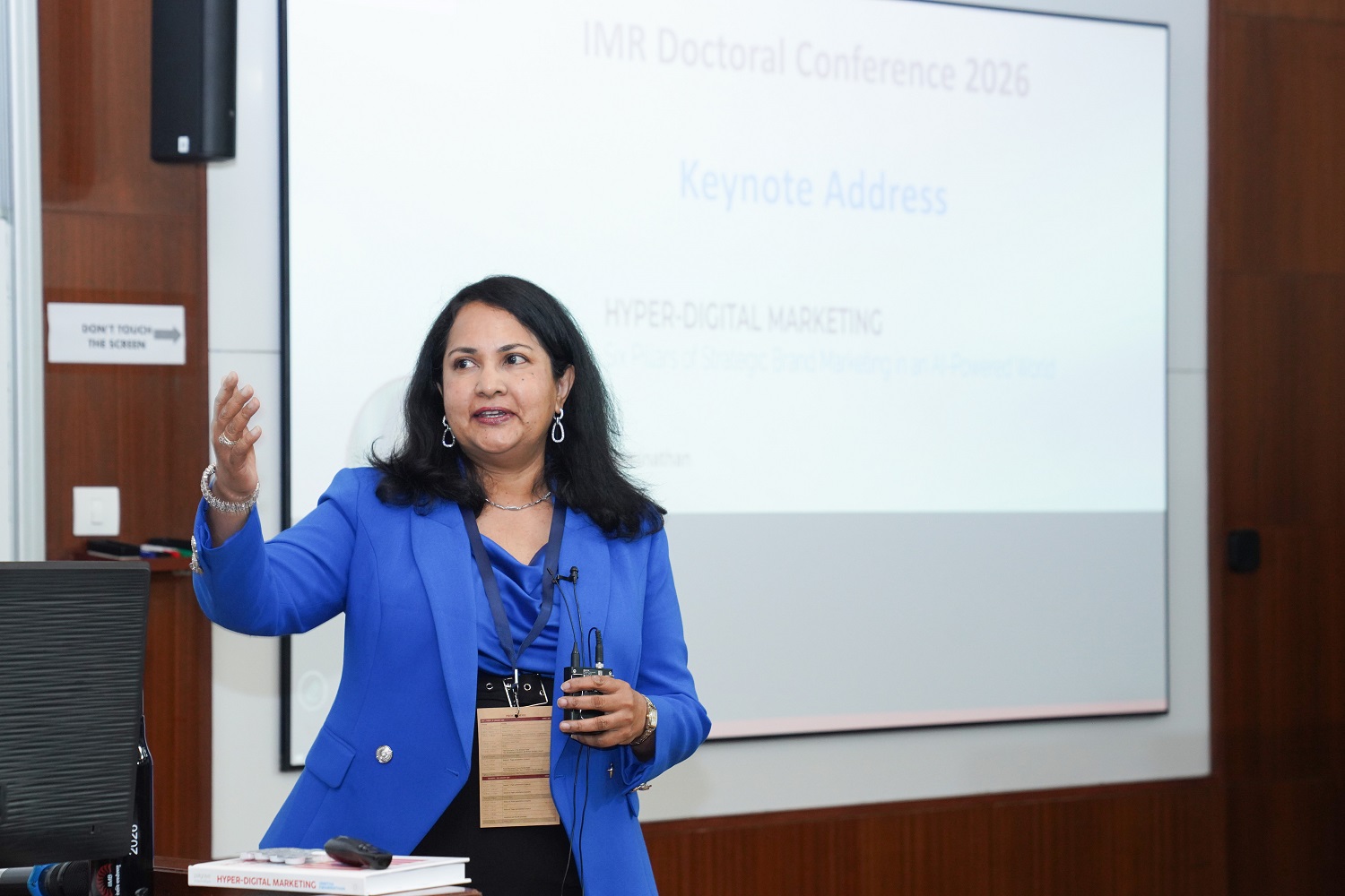Prof. Vanitha Swaminathan, Thomas Marshall Professor of Marketing and Director, Center for Branding at the University of Pittsburgh School of Business, delivers the keynote address on, ‘Hyper-Digital Marketing: Six Pillars of Strategic Brand Marketing in an AI-powered World’, on the opening day of the 17th IMR Doctoral Conference, on 9th January 2026.