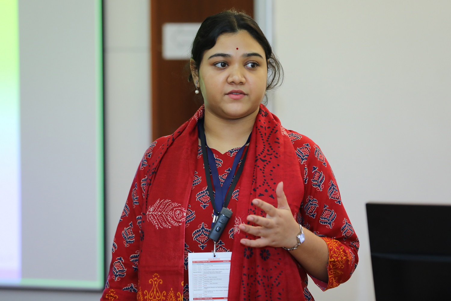 Rakhi Saha, University of Calcutta, presents her paper titled, ‘True son preference amongst low income groups in India: Evidence from list experiment’, at the IMR Doctoral Conference, at IIMB on 3rd February 2024.