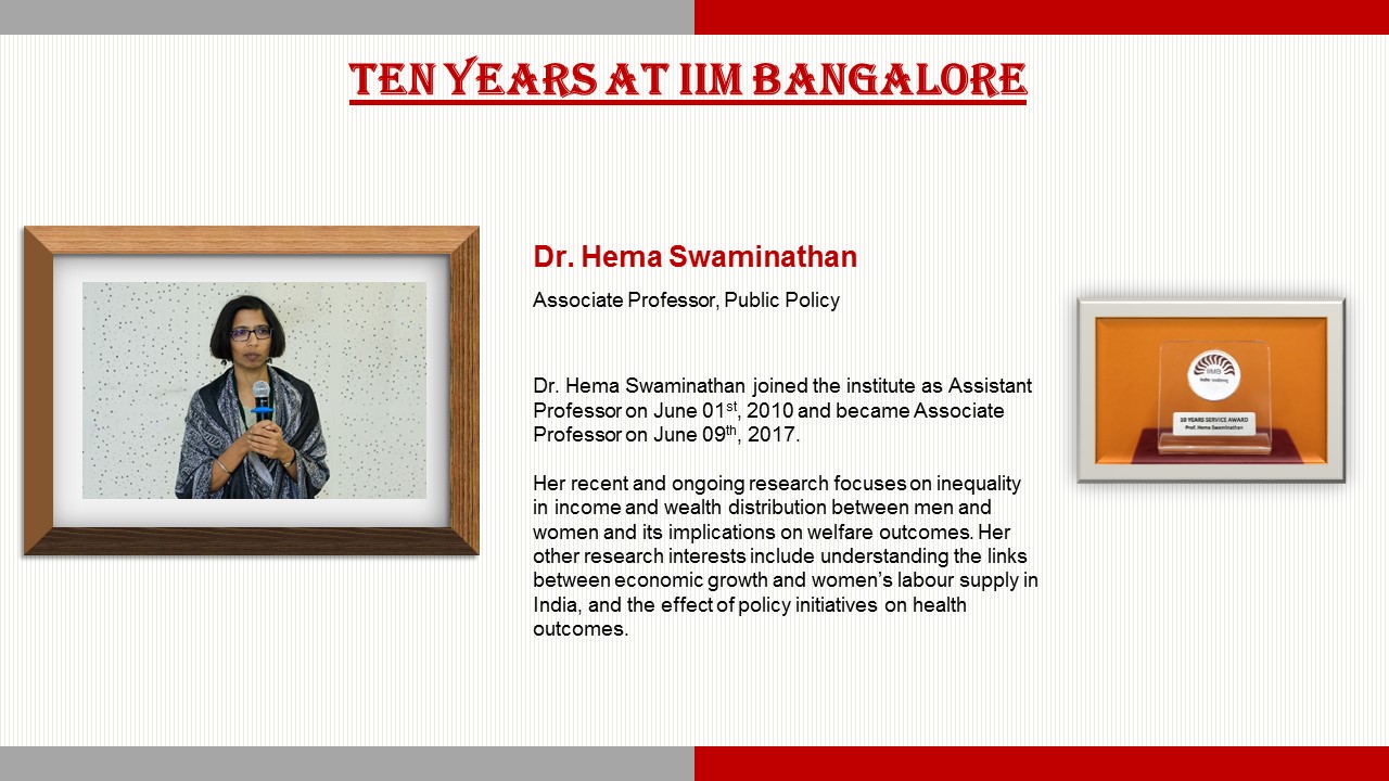 IIM Bangalore congratulates Faculty who are recipients of the Long-Service Awards 2020