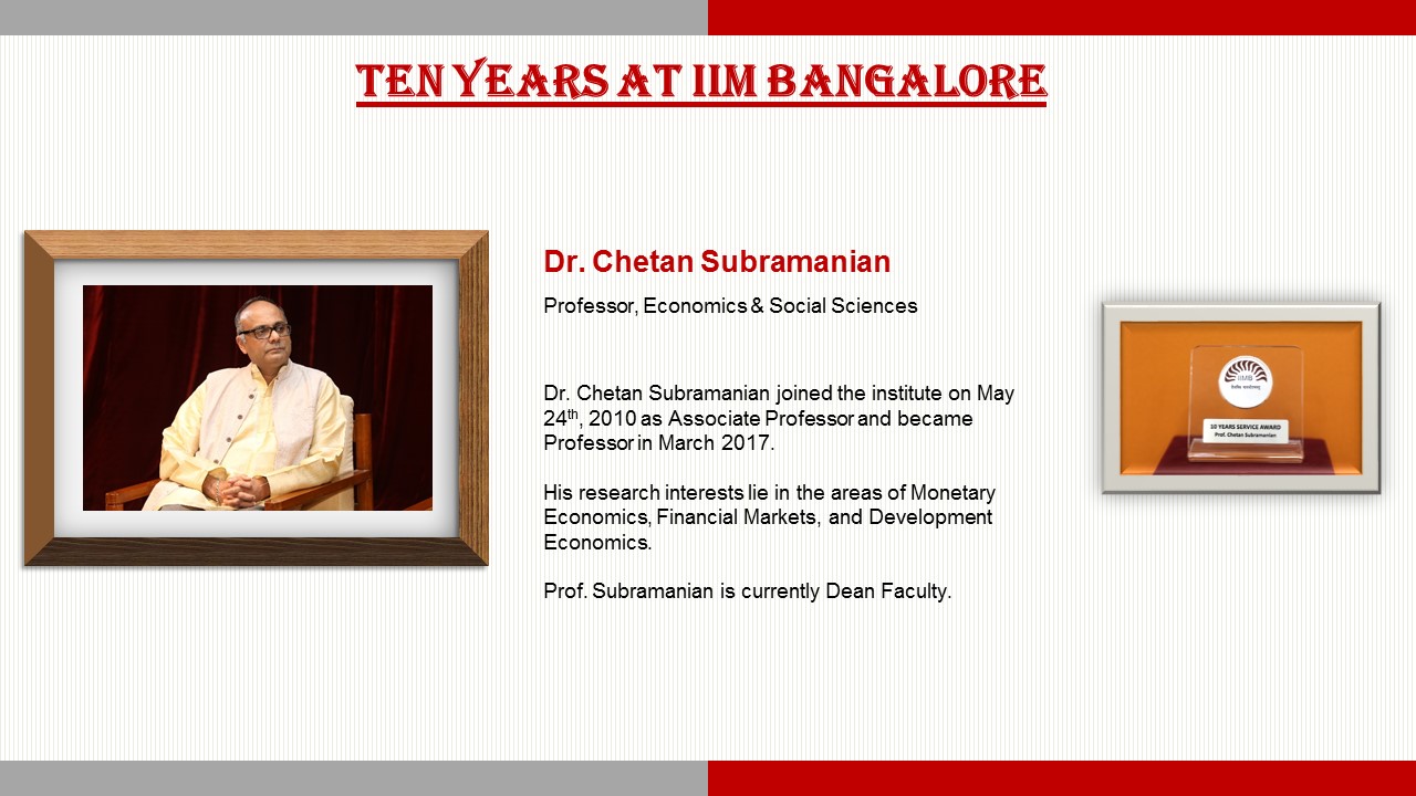 IIM Bangalore congratulates Faculty who are recipients of the Long-Service Awards 2020