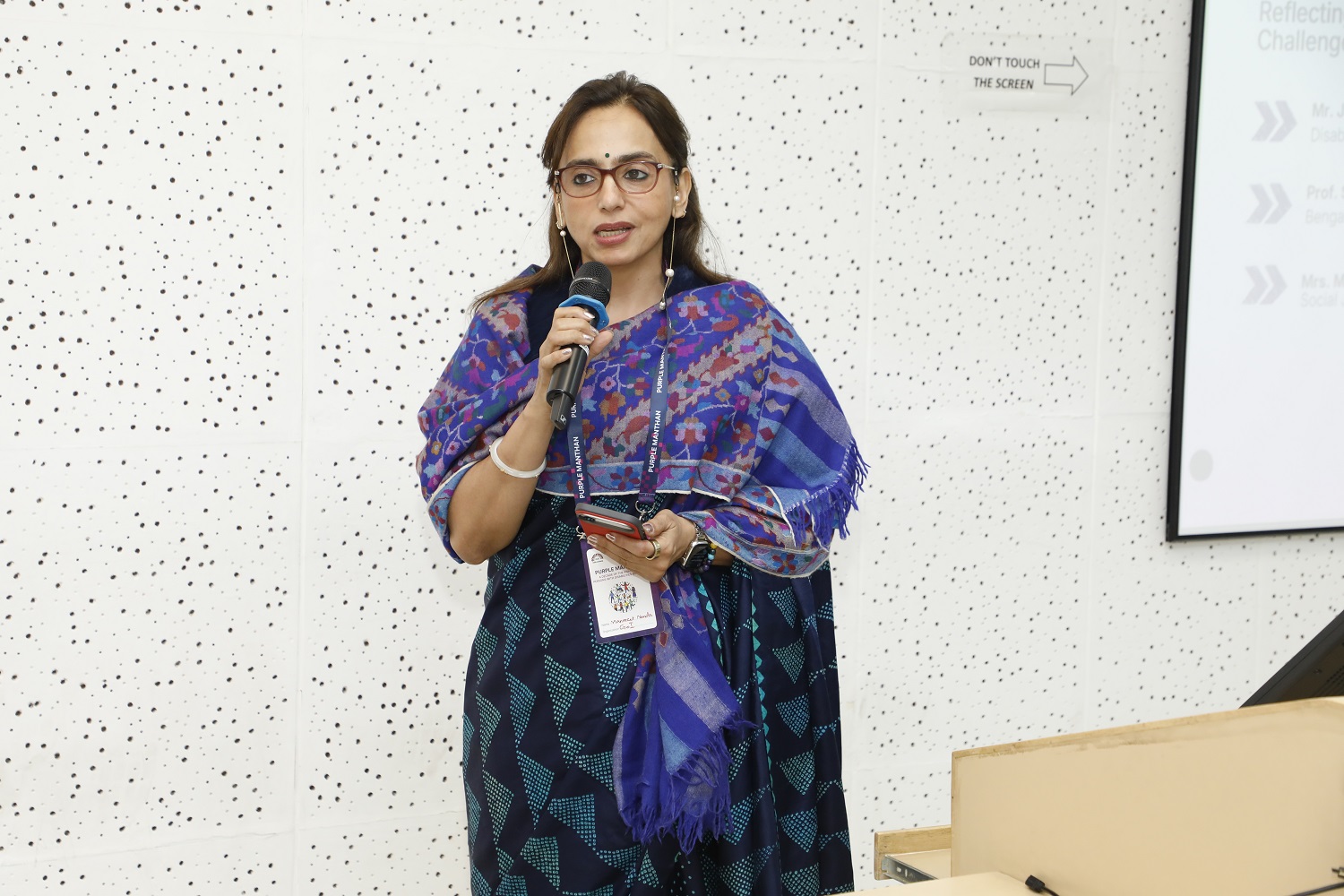 Guest of Honor address by Manmeet Nanda, Additional Secretary, DEPwD, Government of India, emphasizing simplification of access to public services, ecosystem convergence, and stronger pathways for skilling, employment, and entrepreneurship for persons with disabilities.