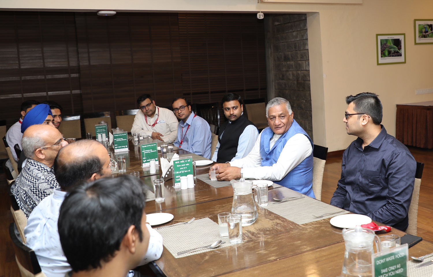 General (Dr.) Vijay Kumar Singh, PVSM, AVSM, YSM (Retd.), Union Minister of State for Road Transport and Highways, interacts with IIMB students as the IIMB Director Professor G Raghuram looks on. The minister is the keynote speaker at the IIMB Business Conclave, hosted by the students of the one-year MBA at IIM Bangalore, on September 22, 2019.