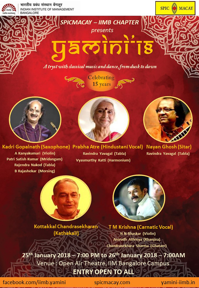 “Yamini 2018” - an exquisite treat for classical music and dance lovers, at IIM Bangalore