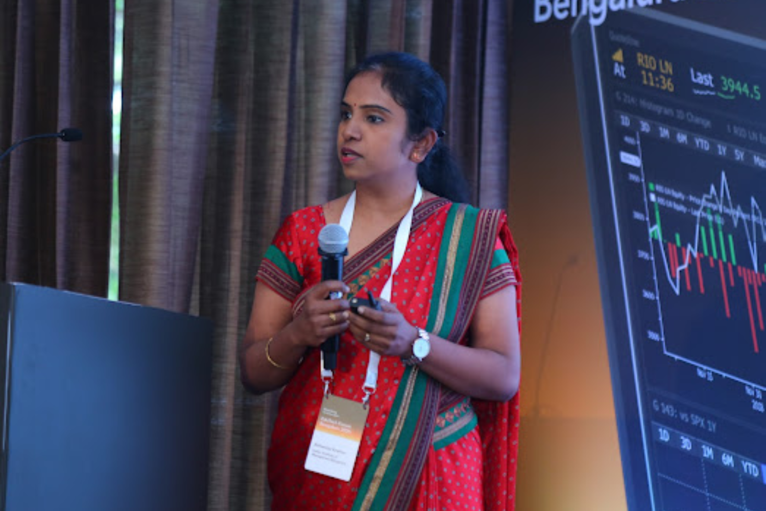 Dr. Aishwarya Krishna, Consultant, Centre for Capital Markets and Risk Management, IIM Bangalore, delivers talk on, ‘Teaching Financial Modeling Using Bloomberg’, as an invited speaker at the Bloomberg Edutech Forum, held on 2nd December 2025.