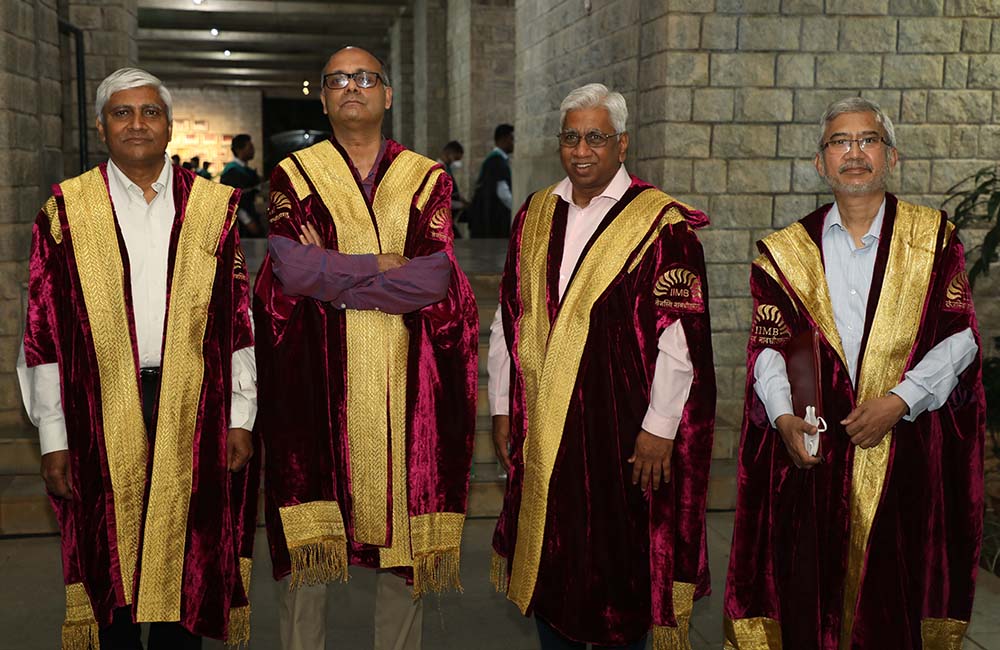 Prof. K Kumar, Dean, Alumni Relations & Development, Prof. Chetan Subramanian, Dean, Faculty, Prof. Rajendra K Bandi, Dean, Administration, Prof. Rahul Dé, Dean, Programmes, at the event.