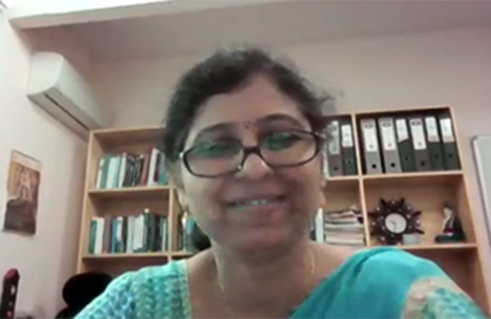 Prof. Haritha Saranga, Chairperson, PhD programme, at the virtual inauguration held for the 2021 batch, on June 29.