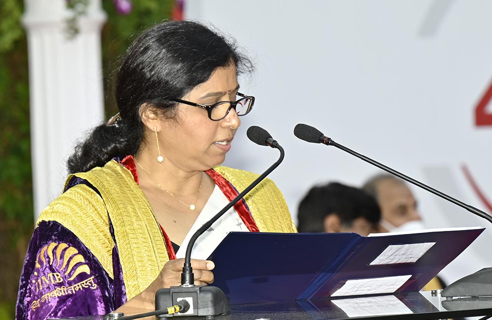 Prof. Haritha Saranga, Chairperson, PhD programme, during the event.