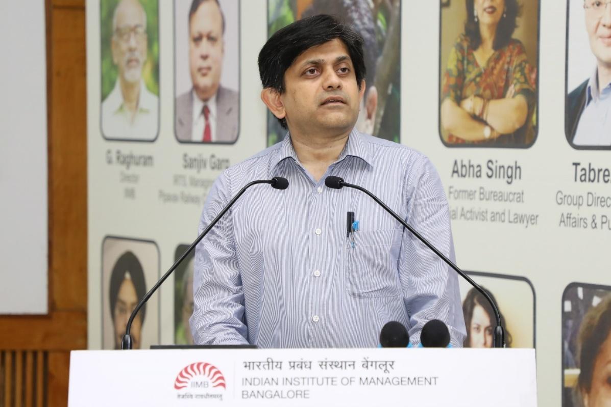 Prof. Anil B Suraj, Chair, Post Graduate Programme in Public Policy and Management (PGPPM), welcomes the gathering at Utthan 2019, a Public Policy Summit on the theme ‘Bridging the Gap – Innovative and Inclusive India’ hosted by the students of PGPPM at IIM Bangalore on November 10, 2019