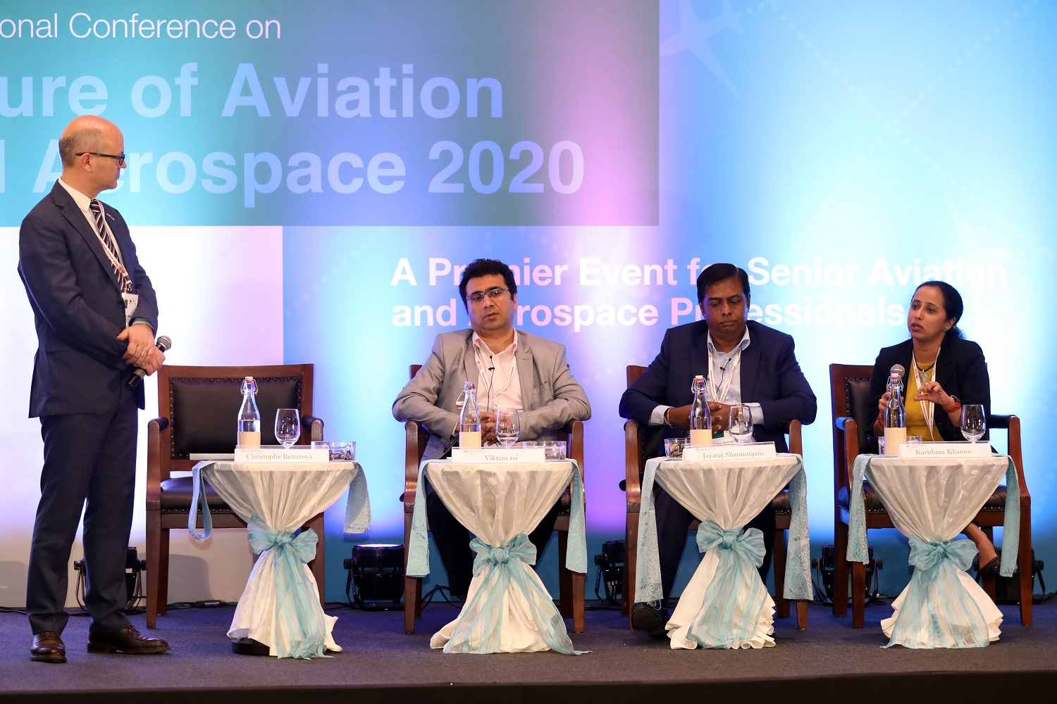 The panel on Indian market opportunities and the customer experience is moderated by Professor Christophe Benaroya (standing), from Toulouse Business School, France.