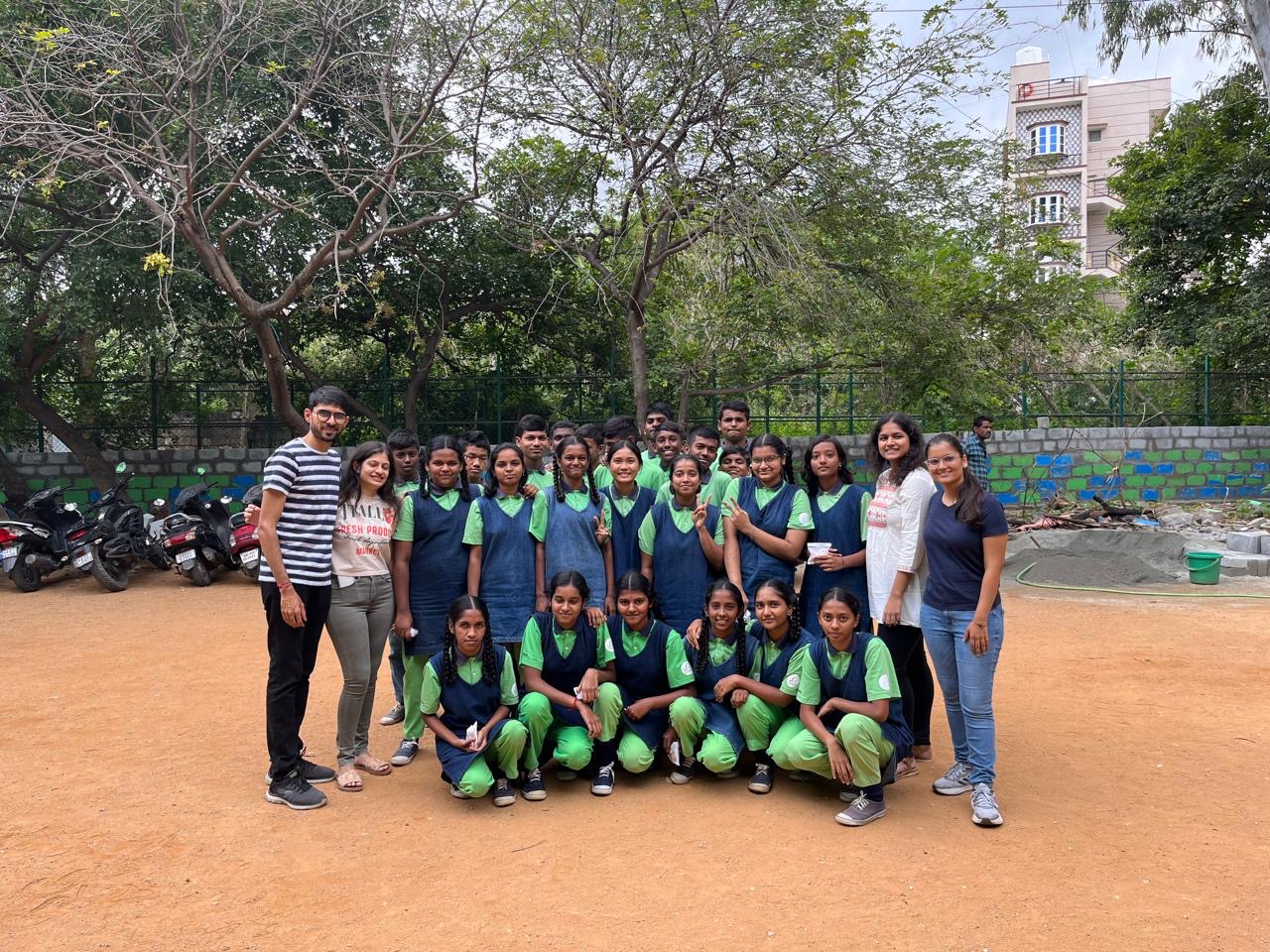 The incoming cohort pictured alongside students from the Parikrma Humanity Foundation during the Community service orientation activity from 12 to 14 June.