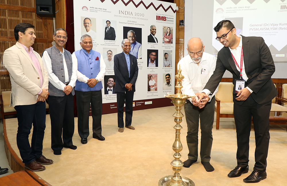 Prof. G Raghuram, Director, IIMB, inaugurates the IIMB Business Conclave 2019, organized by the one-year MBA, Executive Post Graduate Programme in Management, on September 22, 2019.