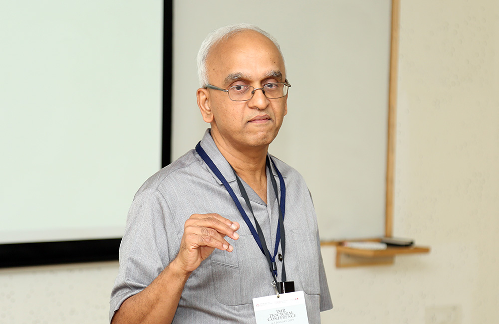 Prof. Kannan Raghunandan, Professor and Ryder Eminent Scholar, Florida International University, speaks on 'An Agenda for Governance and Auditing Research in India’ during the conference.
