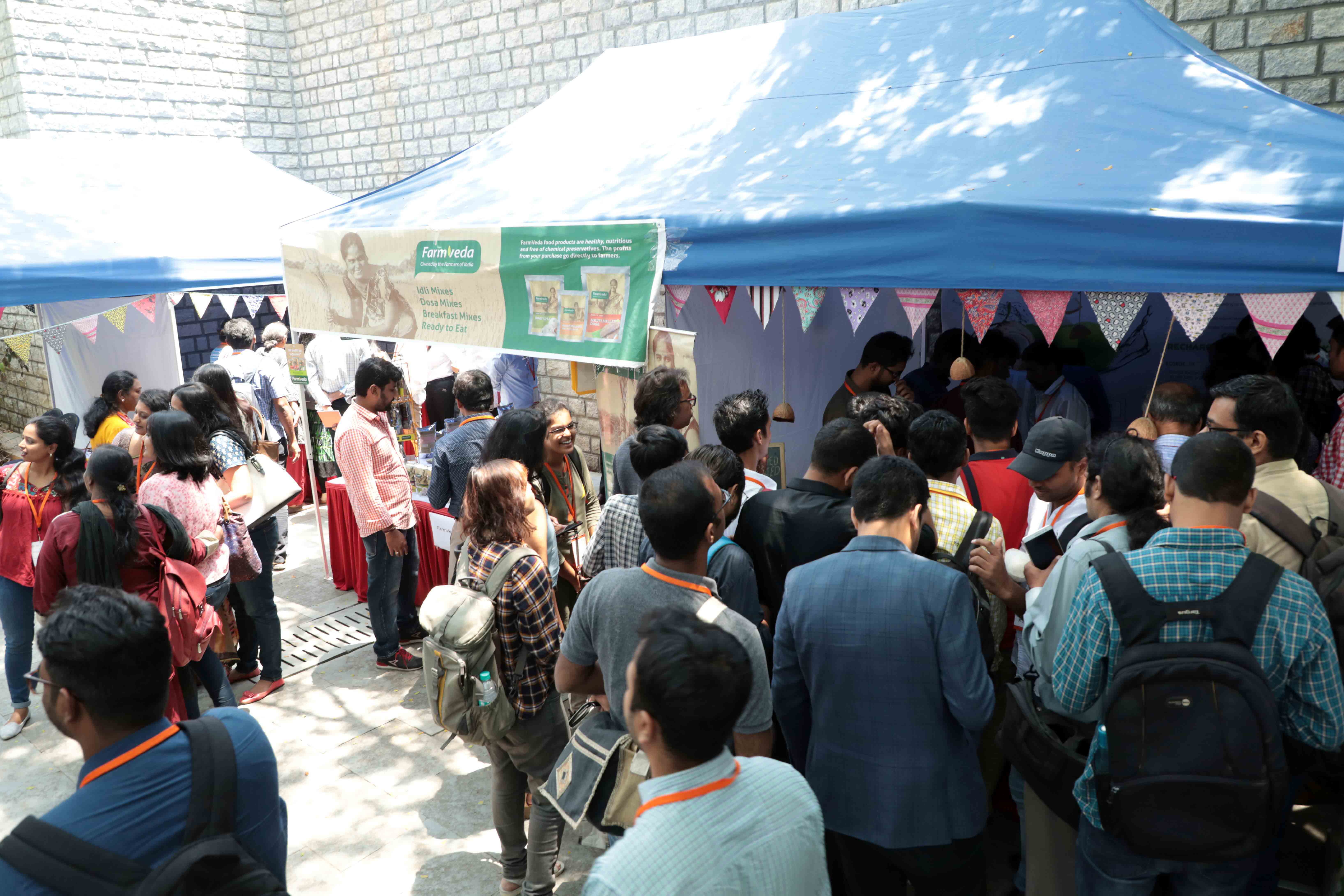 Stalls set up by various ventures at the Start-up Santhe, hosted by NSRCEL at IIMB, on May 10, 2019.