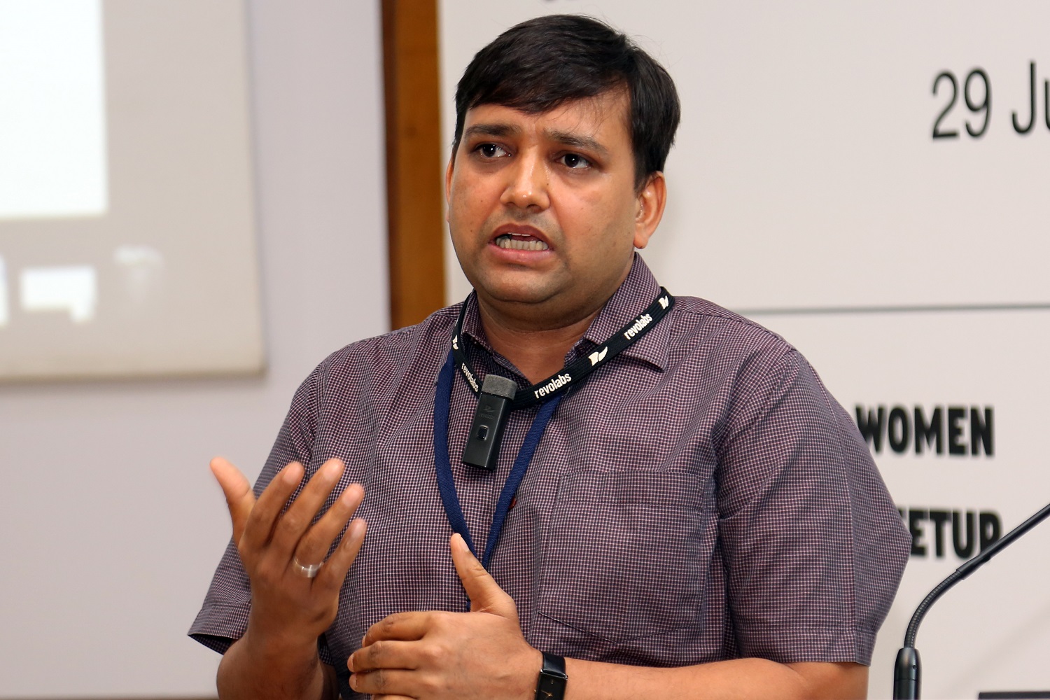 Ajay Gupta, IBM Research, takes a tutorial on ‘How to make you first Chatbot using Watson Assistant’, during the event.