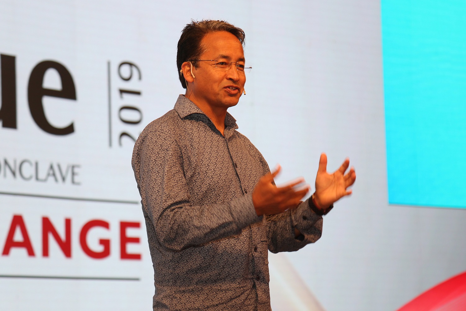 Sonam Wangchuk, innovator and education reformist, speaks about changing the face of education in Ladakh, at IIMBue 2019, on July 27.