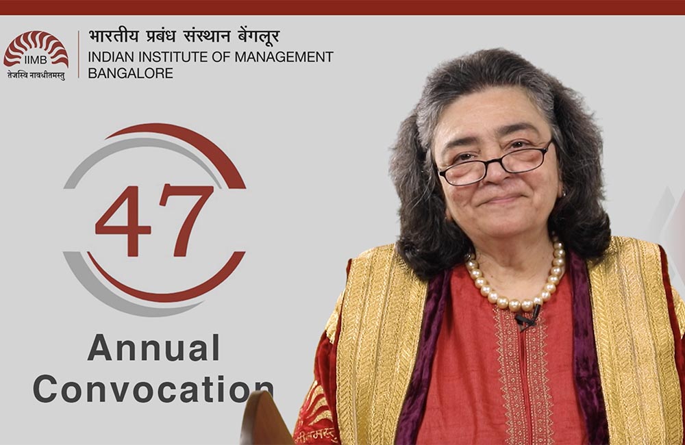 Mrs Zia J. Mody, Co-founder and Managing Partner of AZB & Partners, delivers the Convocation address at the 47th Convocation on April 08, 2022.